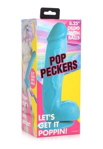 Dildo met ballen en zuignap 21cm (8,25inch) Blauw