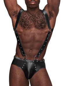 Uranus Harness Jockstrap met Suspenderbanden – Open Back – Zwart L/XL