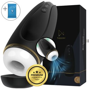 Nappex™ Branco Zwart Automatische Masturbator – Krachtige Zuigkracht & Vibratiestimulatie voor Intense Climax